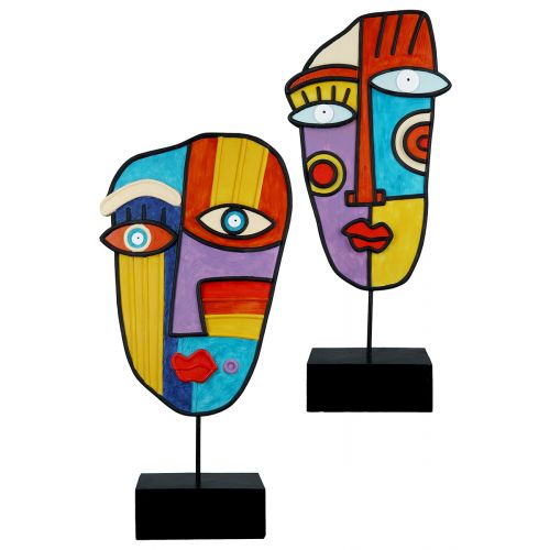 Sculpture visage multicolore