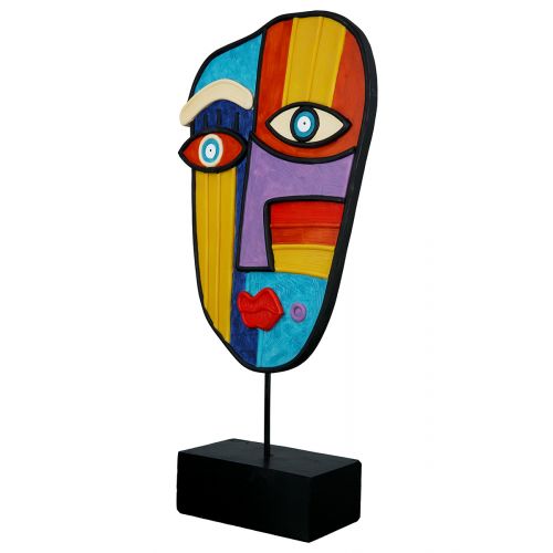 Sculpture visage multicolore
