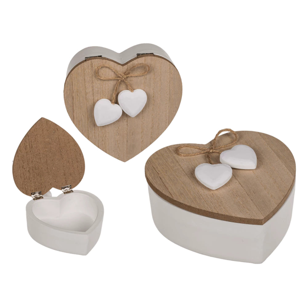 Boîte Coeur blanc/bois