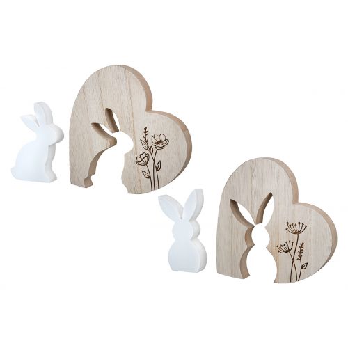 Lapin blanc dans coeur en bois