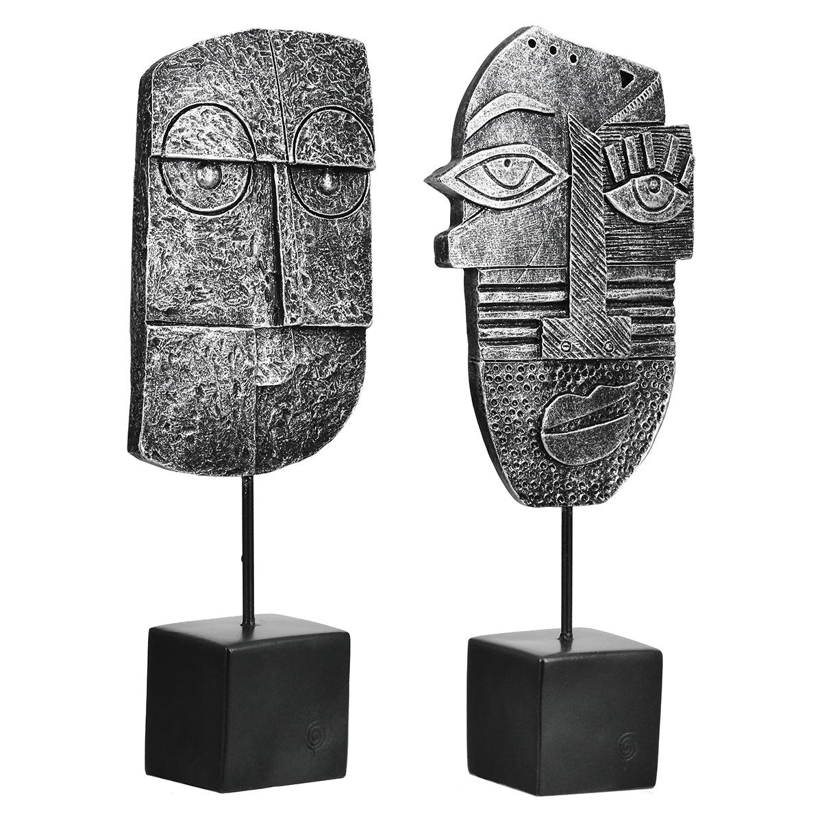 Sculpture visage argent