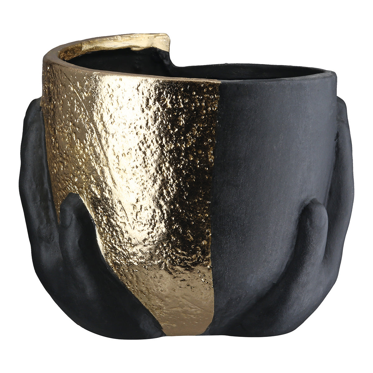 Cache-pot Visage Noir/Or