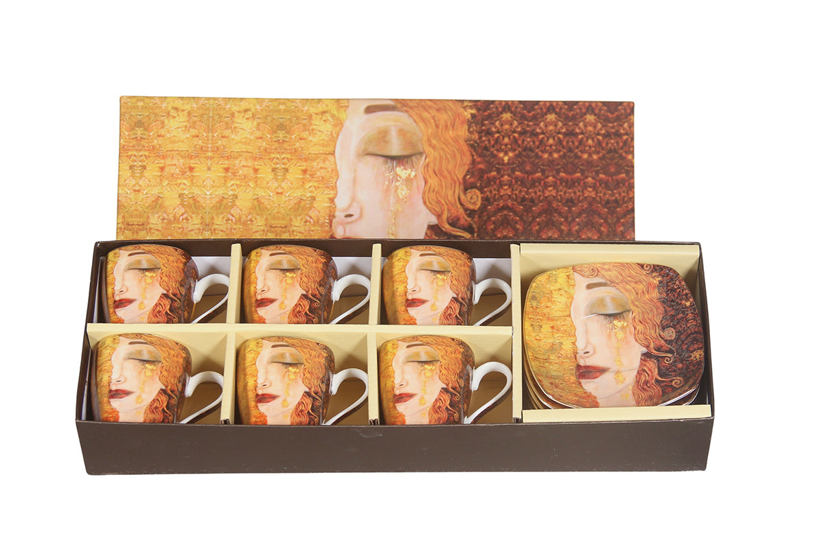 Coffret 6 tasses 130ml "Larmes d'or" G.Klimt
