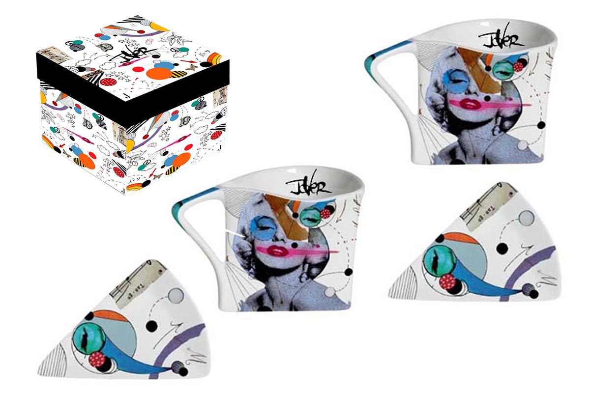 Coffret 2 tasses triangle "Marilyn" de Loui Jover