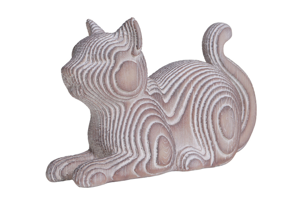 Chat couché effet sculpté