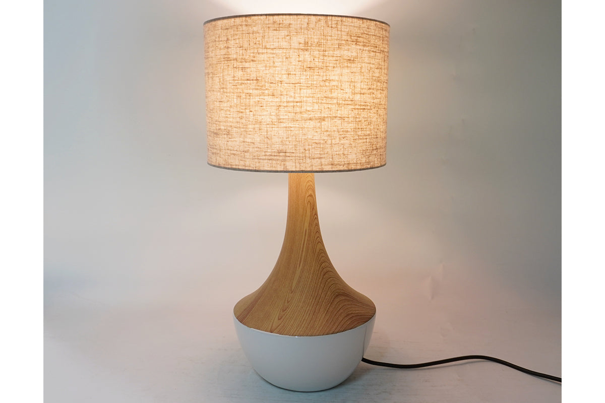 Lampe imitation bois et blanc BOHO