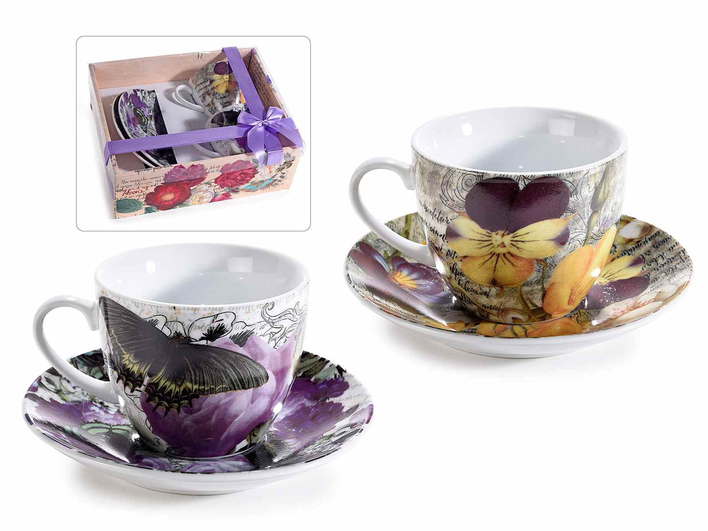 Coffret 2 tasses 200mL décor floral