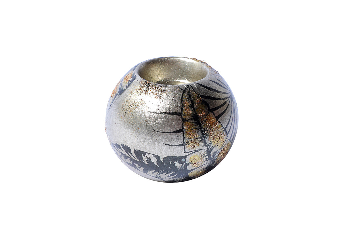 Bougeoir Rond Feuilles Tropicales