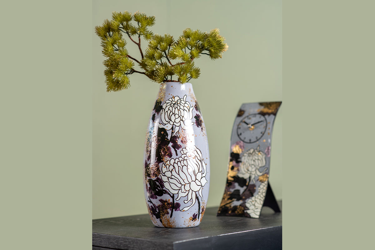 Vase ovale pivoines