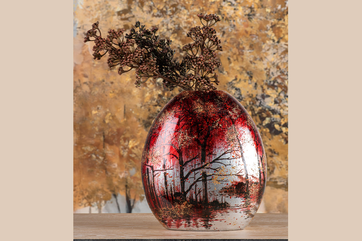 Vase rond balade en forêt