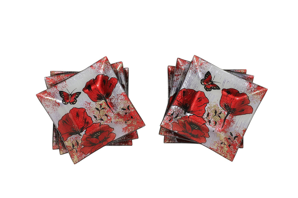 Coupelle Carrée Papillon et Coquelicot