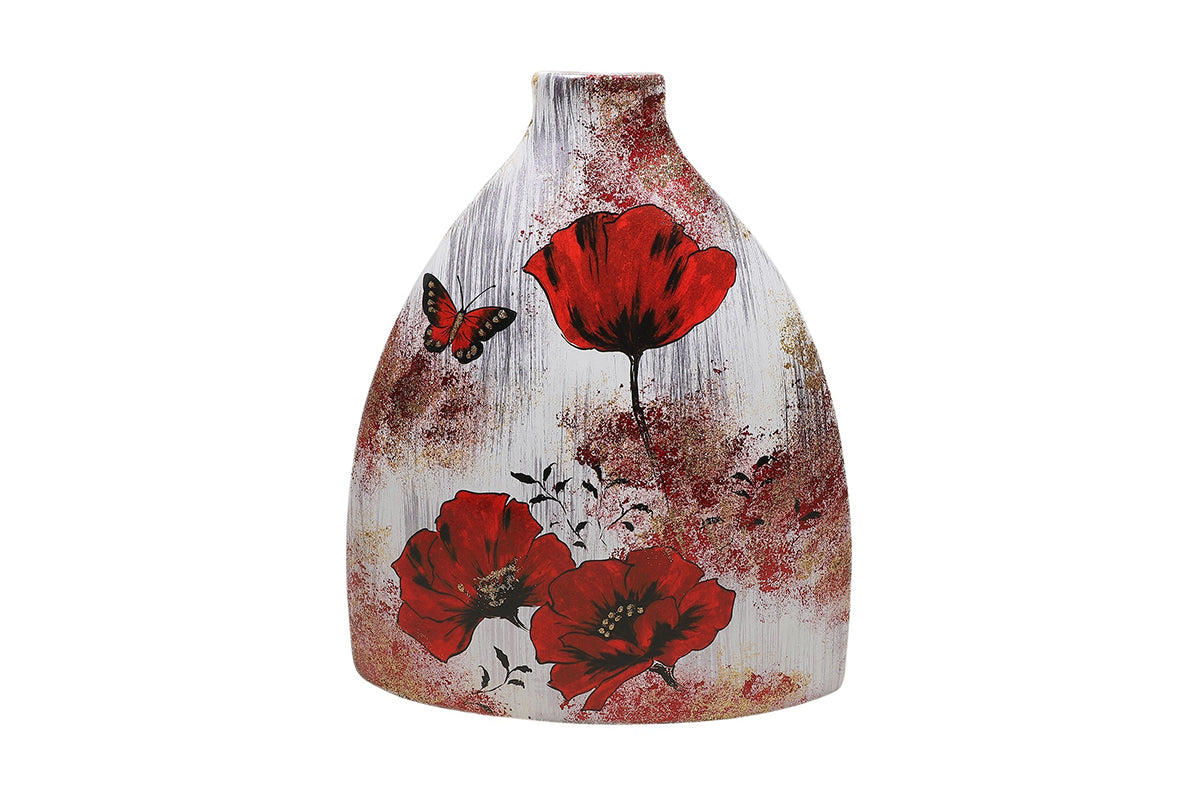 Vase Papillon et Coquelicot