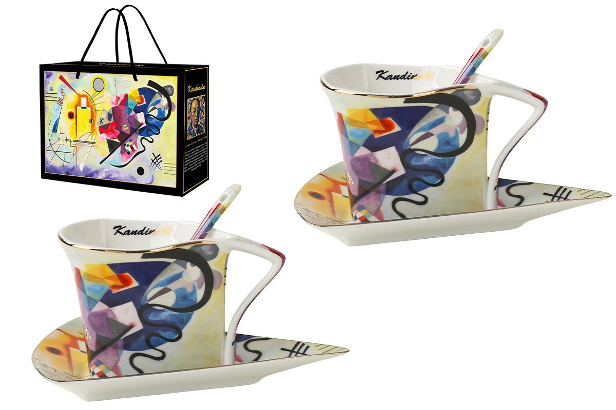 Coffret 2 tasses triangles "Jaune-Rouge-Bleu" de Kandinsky