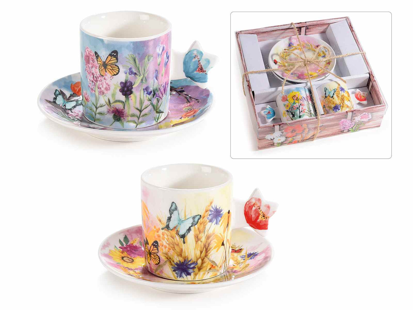 Coffret 2 tasses 80mL décor floral