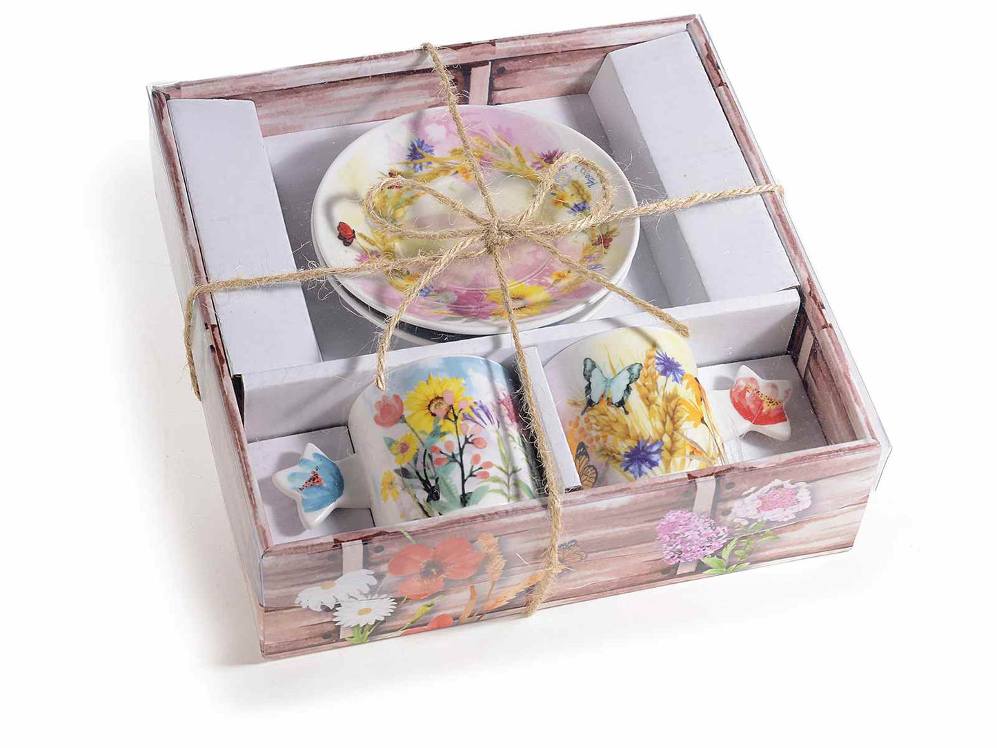 Coffret 2 tasses 80mL décor floral