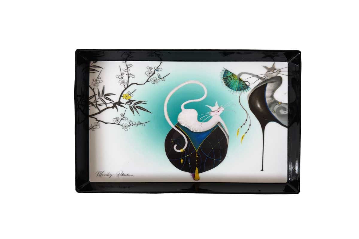 Plateau rectangulaire Sakura bleu-catitudes
