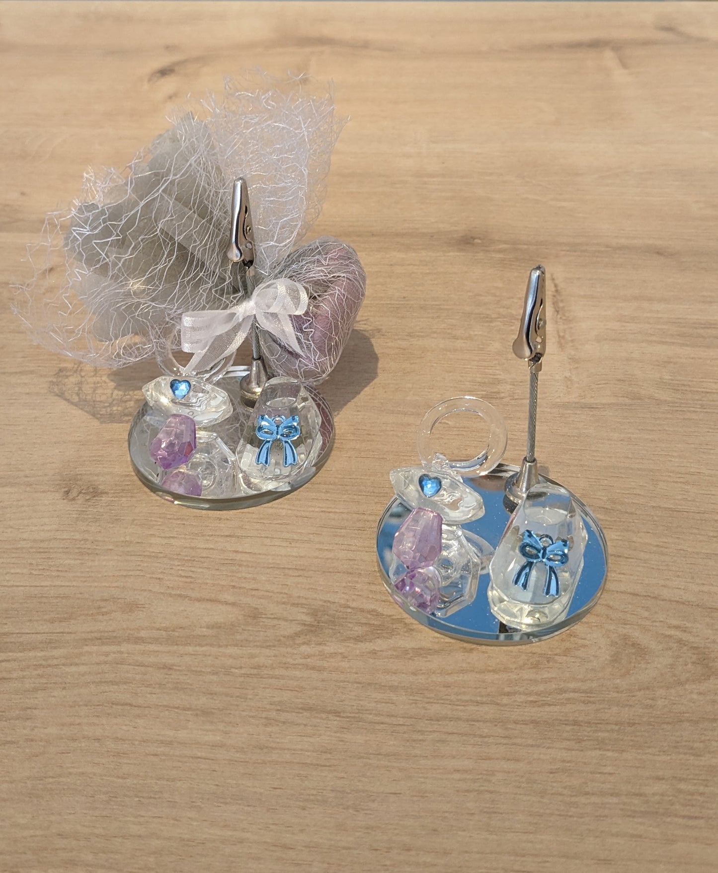 Porte nom tétine + chausson sur miroir