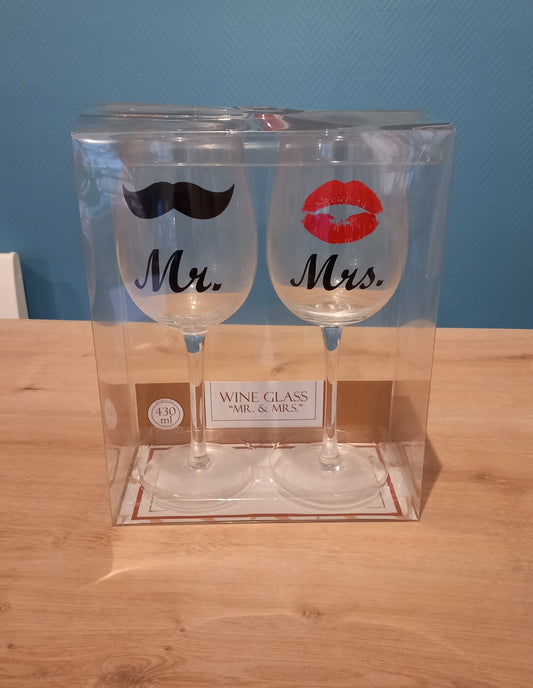 Verres à vin Mr/Mrs