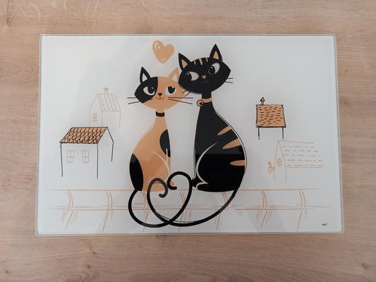 Planche à découper chats amoureux