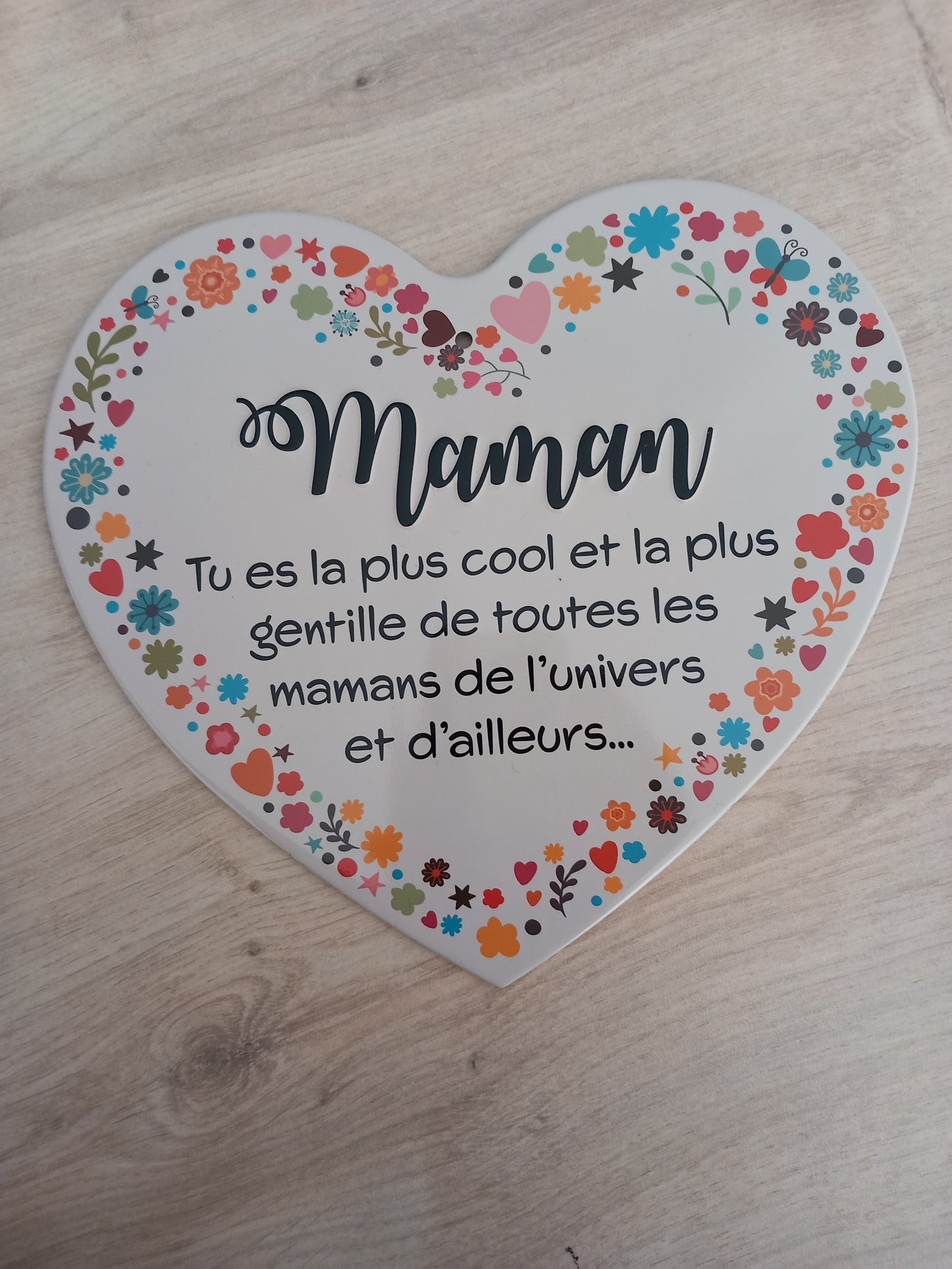 Plaque métal Maman colorée