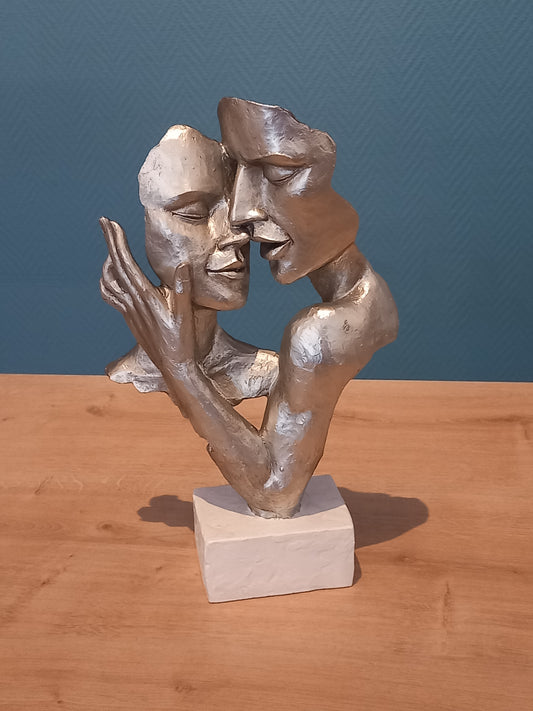 Sculpture Couple Blanc/Argent