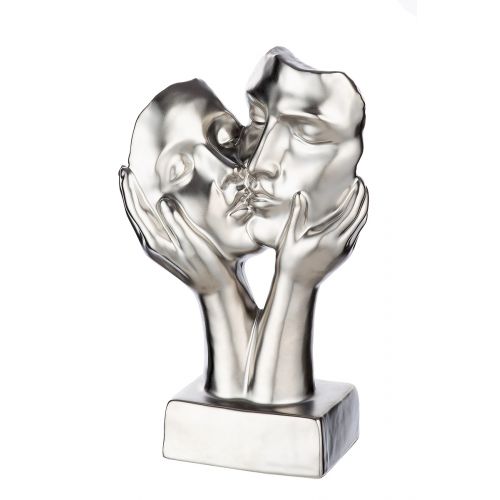 Sculpture "Kiss" argenté