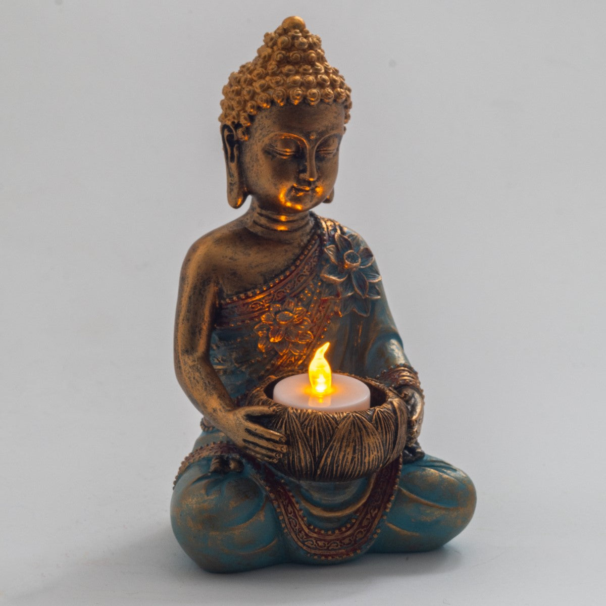 Bougeoir Buddha Bleu/Or