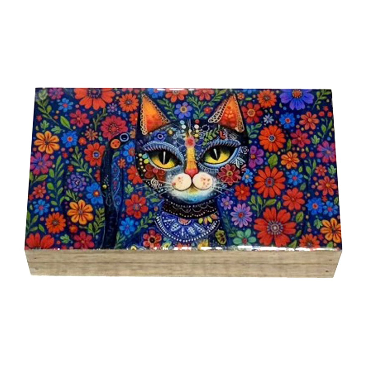 Boîte Chat décor floral