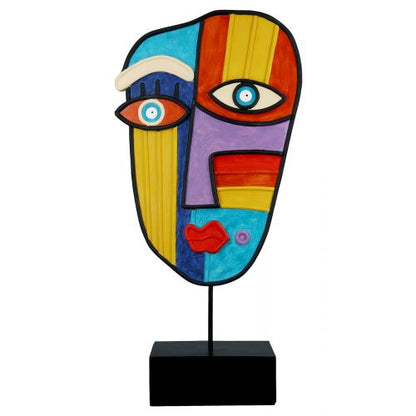 Sculpture visage multicolore