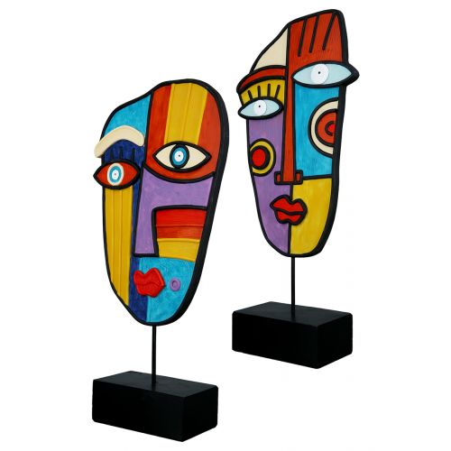 Sculpture visage multicolore