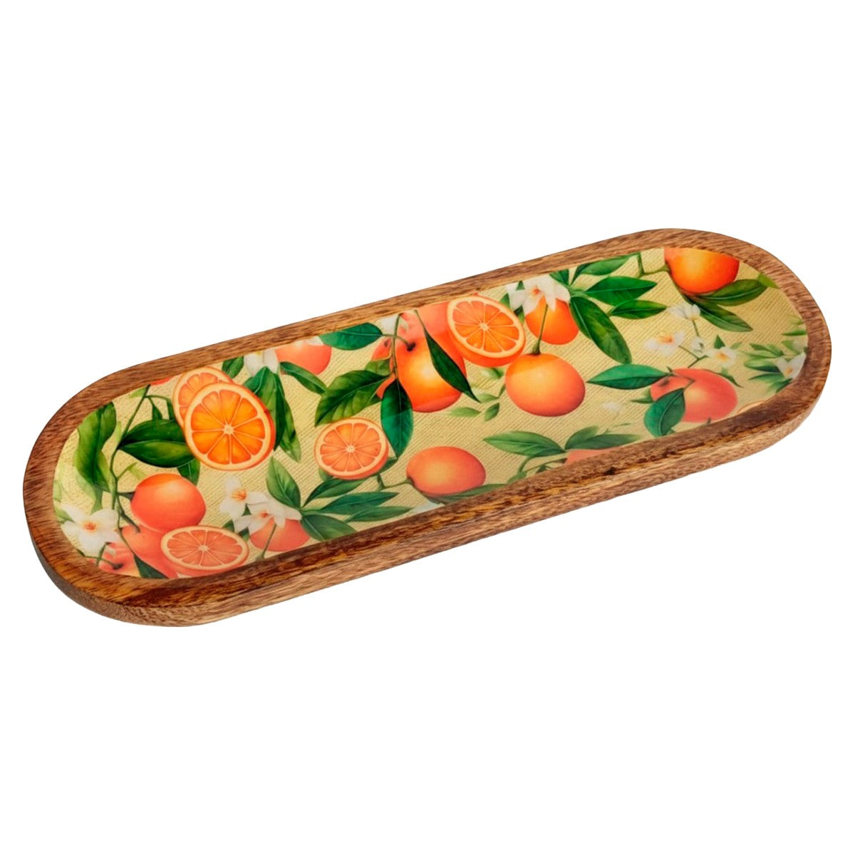 Petit plateau en bois oranges