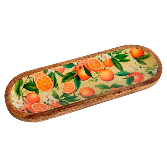 Petit plateau en bois oranges