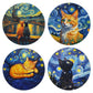 Sous-verre Chats Nuit Etoilée