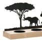 Bougeoir Bois/Métal Eléphants
