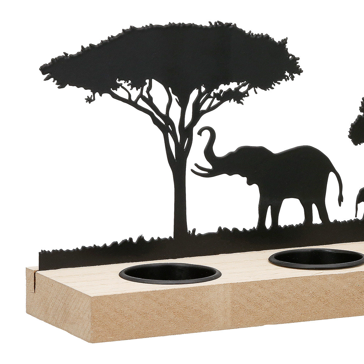 Bougeoir Bois/Métal Eléphants