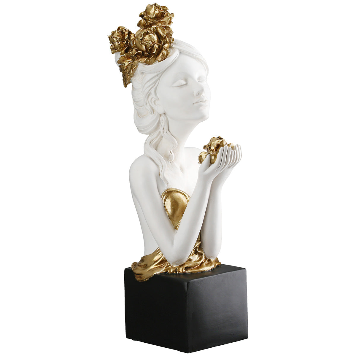 Sculpture Femme Avec Rose