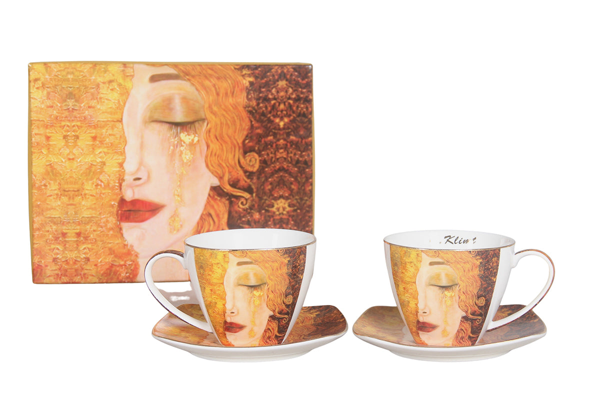 Coffret 2 tasses 130ml "Larmes d'or" G.Klimt