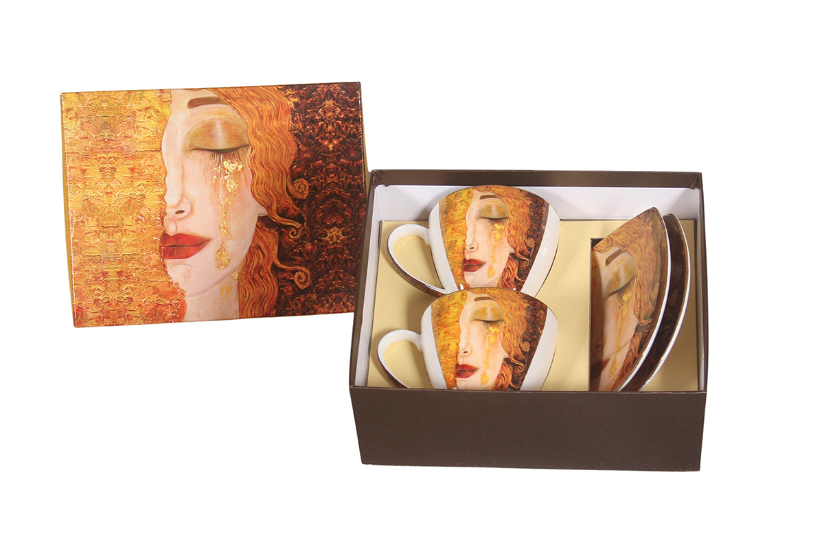 Coffret 2 tasses 130ml "Larmes d'or" G.Klimt