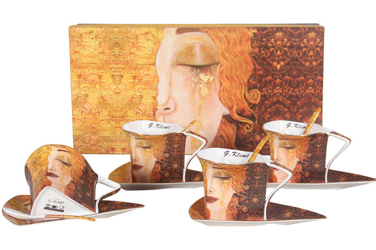 Coffret 4 tasses triangles "Larmes d'or" G.Klimt