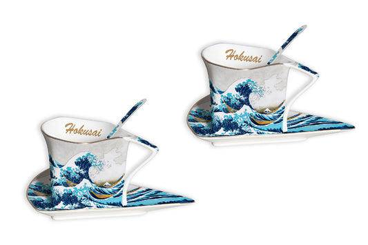 Coffret 2 tasses triangles "La vague " de Hokusai