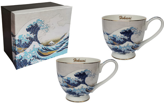 Coffret 2 tasses déjeuner "La vague" de Hokusai