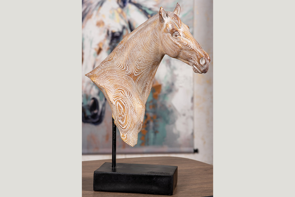 Sculpture cheval effet bois