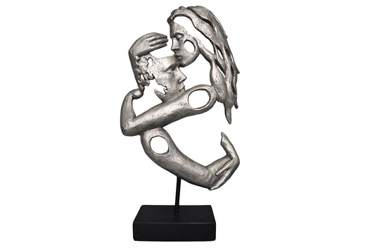 Sculpture couple enlacé argent