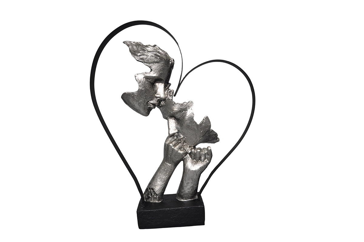 Sculpture couple coeur argent