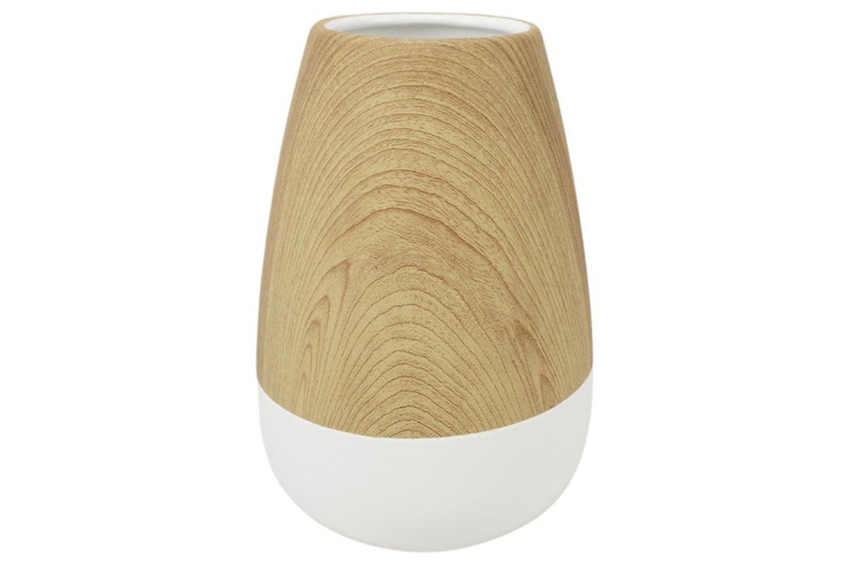 Vase GM imitation bois et blanc BOHO