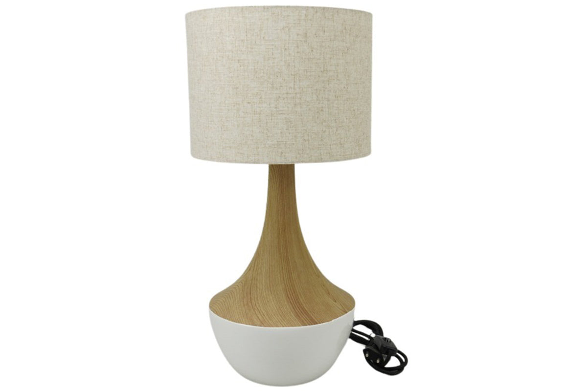 Lampe imitation bois et blanc BOHO