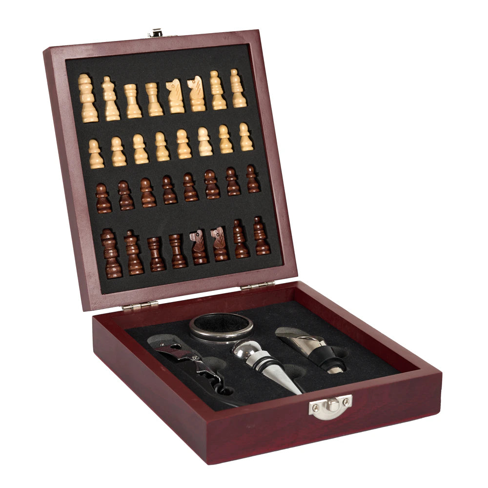 Coffret vin 4pcs et échiquier