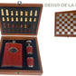 Coffret flasque et jeu d'échec