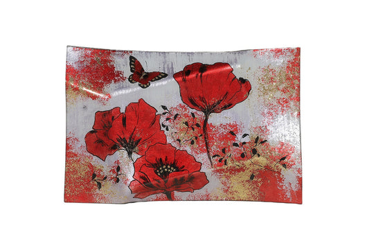 Plat Rectangulaire Papillon et Coquelicot