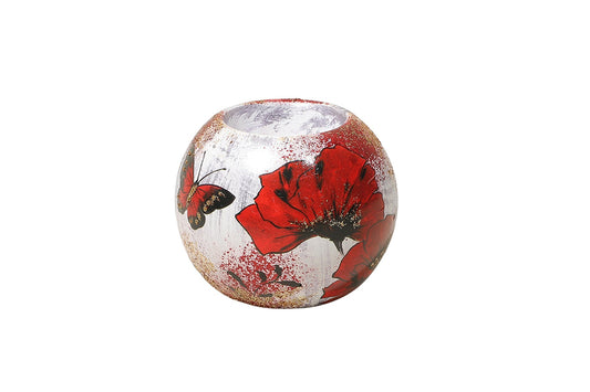 Bougeoir Rond Papillon et Coquelicot